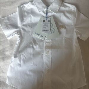 Burberry White Short-Sleeve Button Down Shirt for Kids